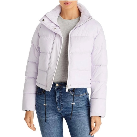AQUA Quilted Cropped Puffer Jacket in Lilac, Size S New w/Tag Retail $168 - Picture 1 of 8